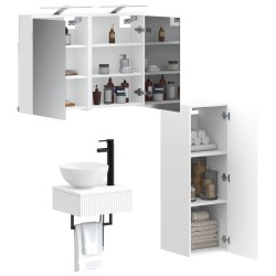 Ensemble d'armoire de salle de bain 4 pcs Blanc 637438637438