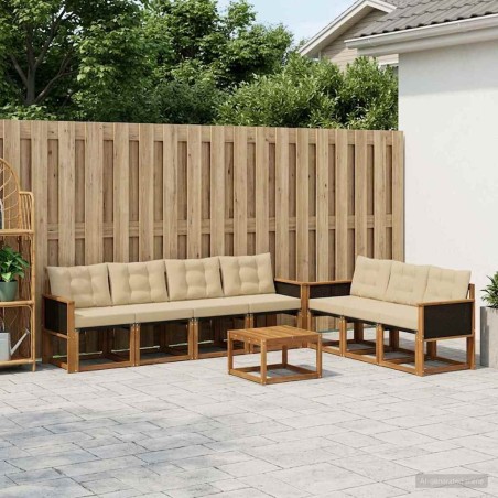 Ensemble de canapés d'extérieur 8 pcs Naturel et Beige 637441637441