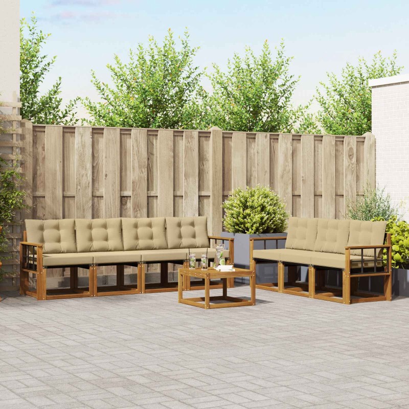 Ensemble de canapés d'extérieur 8 pcs Naturel et Beige 637444637444