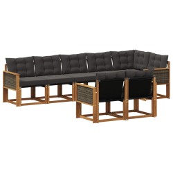 Ensemble de canapés d'extérieur 8 pcs Naturel et noir 637447637447
