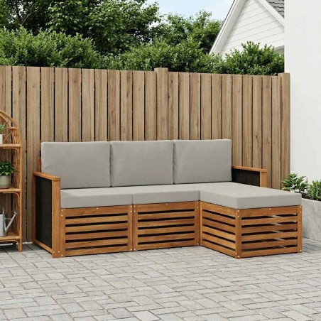 Ensemble de canapés d'extérieur 4 pcs Naturel et gris clair 637449637449