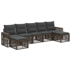 Ensemble de canapé de jardin 7 pcs Gris et Gris foncé polyrotin 637451637451