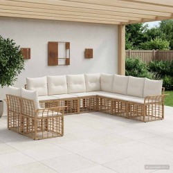 Ensemble de canapés d'extérieur 9 pcs Blanc Naturel et Crème 637453637453