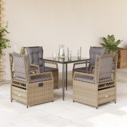 Ensemble à manger de jardin avec coussins 5pcs Beige poly rotin 637454637454