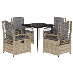 Ensemble à manger de jardin avec coussins 5pcs Beige poly rotin 637454637454