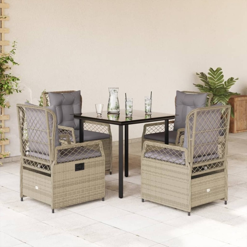 Ensemble à manger de jardin avec coussins 5pcs Beige poly rotin 637455637455