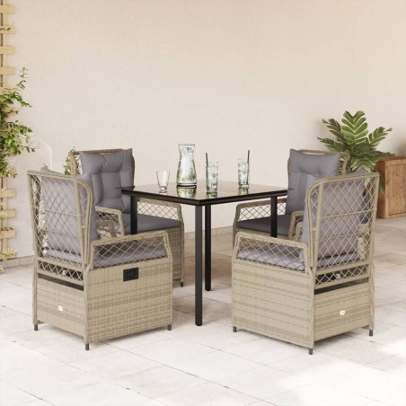 Ensemble à manger de jardin avec coussins 5pcs Beige poly rotin 637455637455
