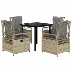 Ensemble à manger de jardin avec coussins 5pcs Beige poly rotin 637455637455