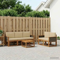 Ensemble de canapés d'extérieur avec coussin 6 pcs Naturel 637456637456