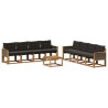 Ensemble de canapés d'extérieur 9 pcs Naturel et noir 637460637460