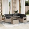 Salon de jardin avec coussins 7 pcs gris clair résine tressée 637462637462