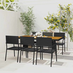 Mobilier à dîner d'extérieur 7 pcs Résine tressée Noir 637463637463