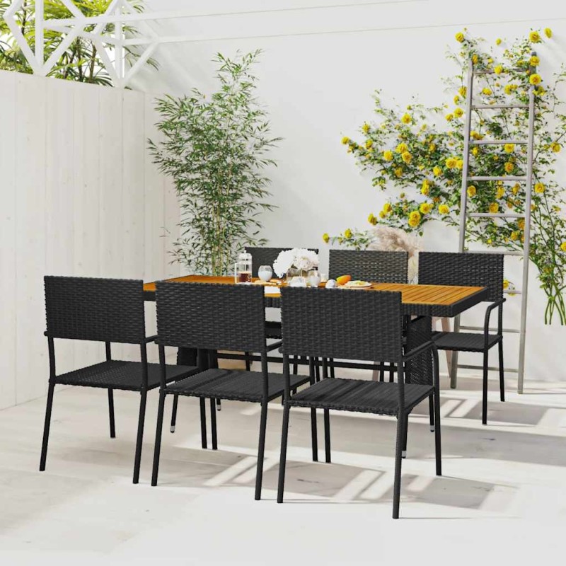 Mobilier à dîner d'extérieur 7 pcs Résine tressée Noir 637463637463
