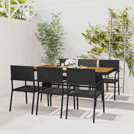 Mobilier à dîner d'extérieur 7 pcs Résine tressée Noir 637463637463