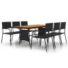 Mobilier à dîner d'extérieur 7 pcs Résine tressée Noir 637463637463
