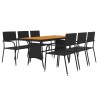 Mobilier à dîner d'extérieur 7 pcs Résine tressée Noir 637463637463