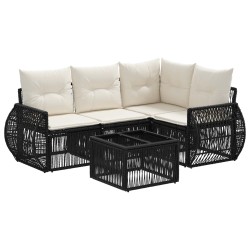 Ensemble de canapé de jardin 5 pcs Noir et blanc crème 637473637473