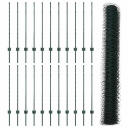 Clôture hexagonale avec poteau 50 x 1 m Acier recouvert de PVC 637474637474