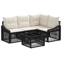 Ensemble de canapé de jardin 5 pcs Noir polyrotin 637476637476
