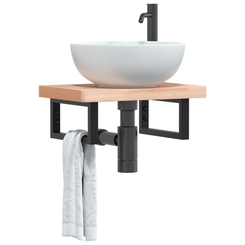Supports d'étagères pour lavabo 2 pcs noir rectangulaire acier 637480637480