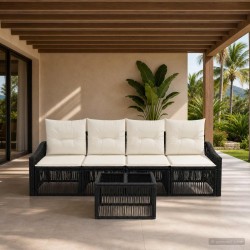 Ensemble de canapé de jardin 5 pcs Noir polyrotin 637488637488