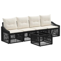 Ensemble de canapé de jardin 5 pcs Noir polyrotin 637488637488