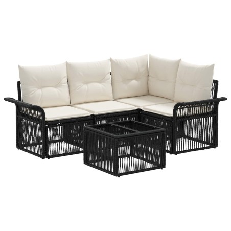 Ensemble de canapé de jardin 5 pcs Noir polyrotin 637491637491