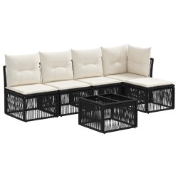 Ensemble de canapé de jardin 6 pcs Noir polyrotin 637502637502