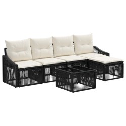 Ensemble de canapé de jardin 6 pcs Noir polyrotin 637503637503
