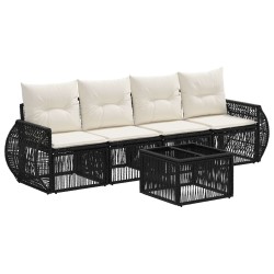 Ensemble de canapé de jardin 5 pcs Noir et blanc crème 637504637504