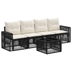 Ensemble de canapé de jardin 5 pcs Noir et blanc crème 637505637505