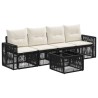 Ensemble de canapé de jardin 5 pcs Noir et blanc crème 637505637505