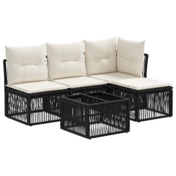 Ensemble de canapé de jardin 5 pcs Noir polyrotin 637506637506