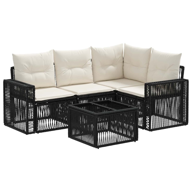 Ensemble de canapé de jardin 5 pcs Noir et blanc crème 637507637507