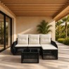 Ensemble de canapé de jardin 5 pcs Noir et blanc crème 637508637508