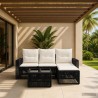 Ensemble de canapé de jardin 5 pcs Noir et blanc crème 637509637509
