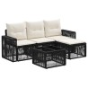 Ensemble de canapé de jardin 5 pcs Noir et blanc crème 637509637509