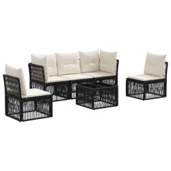 Ensemble de canapé de jardin 6 pcs Noir polyrotin 637510637510