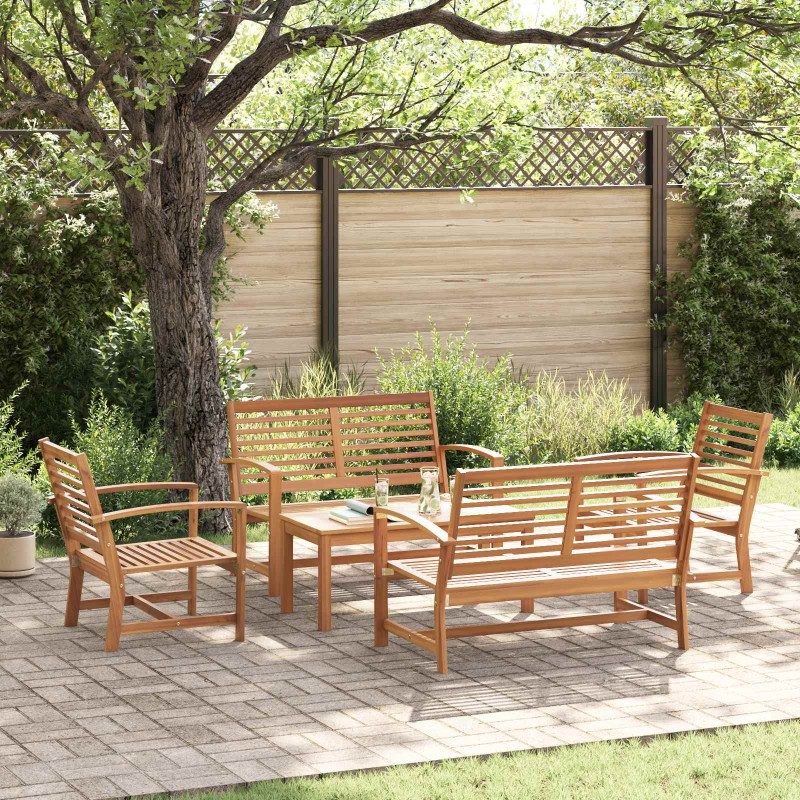 Ensemble de canapé de jardin 5 pcs Naturel Bois de teck massif 637511637511