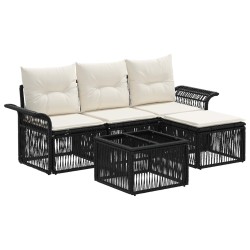 Ensemble de canapé de jardin 5 pcs Noir polyrotin 637512637512