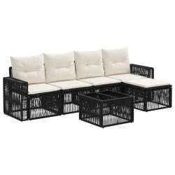 Ensemble de canapé de jardin 6 pcs Noir et blanc crème 637515637515