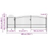 Portail de jardin Woerden avec pointe en forme de lance, 5 x 1,75 m, noir 637526637526