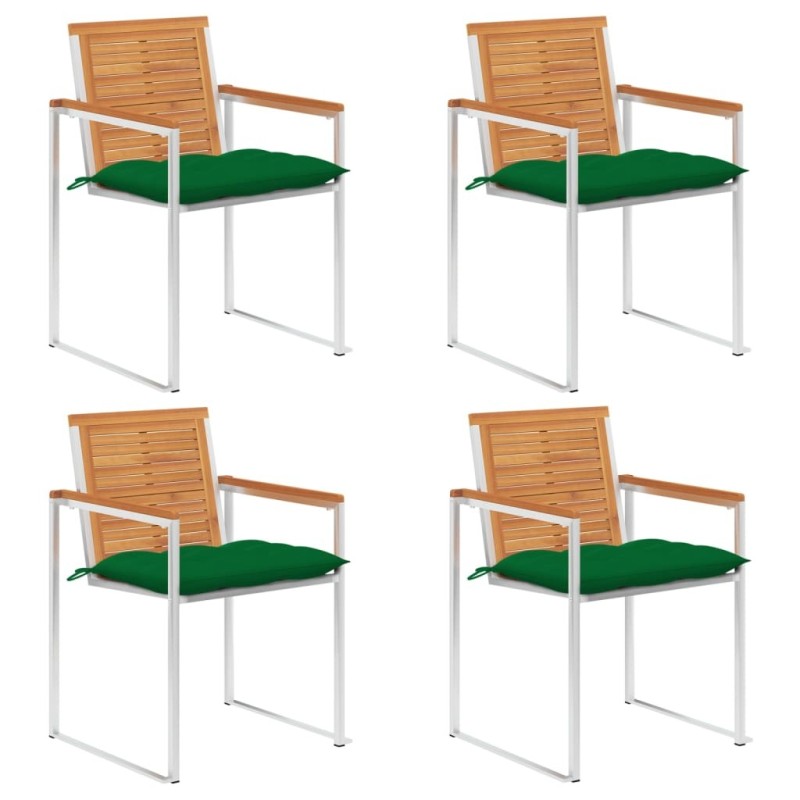 Chaises de jardin lot de 4 avec coussins Bois d'acacia massif 637530637530