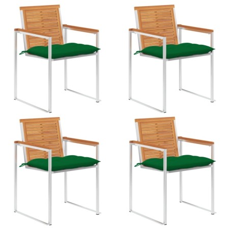 Chaises de jardin lot de 4 avec coussins Bois d'acacia massif 637530637530