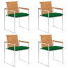 Chaises de jardin lot de 4 avec coussins Bois d'acacia massif 637530637530