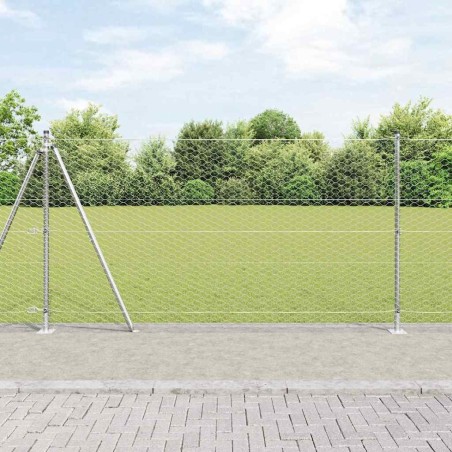 Clôture hexagonale avec base en béton 50 x 1,2 m Argenté Maille 637554637554