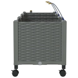 Porte-plante de jardin avec irrigation et roues 3 pc Gris clair 637563637563