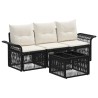 Ensemble de canapé de jardin 4 pcs Noir polyrotin 637571637571