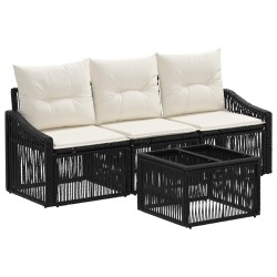 Ensemble de canapé de jardin 4 pcs Noir polyrotin 637572637572