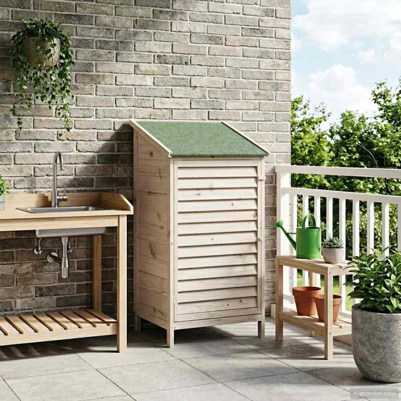 Abri de jardin Blanc 59 x 56 x 113,5 cm Bois de Sapin Massif 637578637578